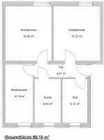 Hauptbild 3-Raumwohnung im 1. OG, renoviert